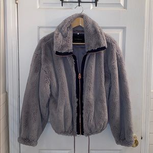 Faux Fur Teddy Zip Up Jacket